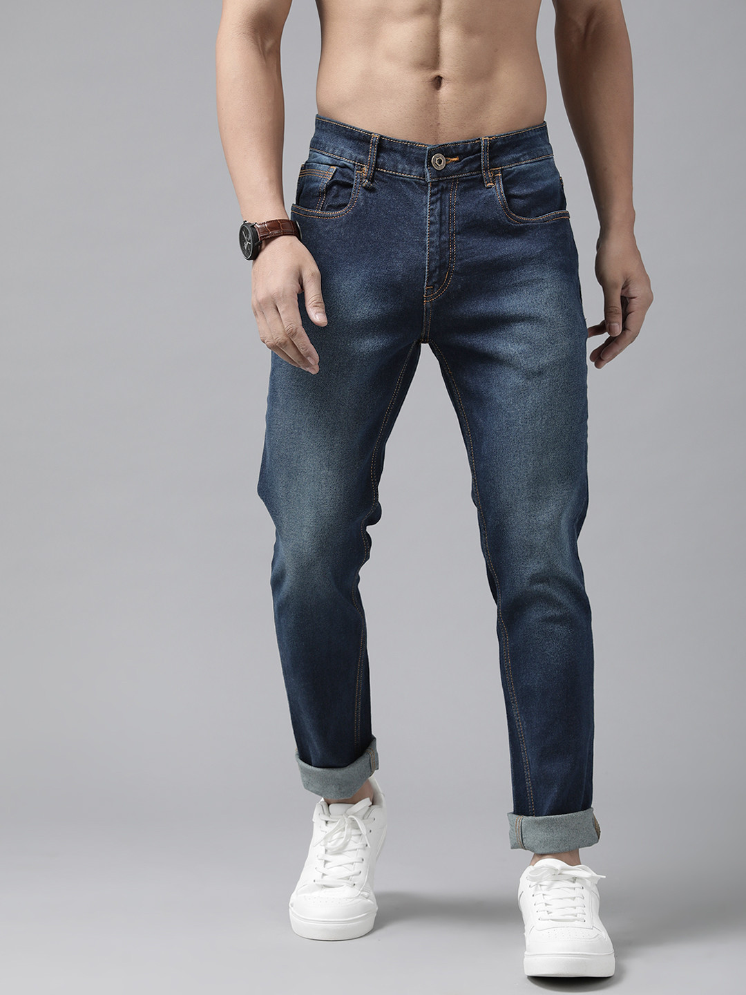 

Roadster Men Navy Blue Skinny Fit Light Fade Stretchable Jeans