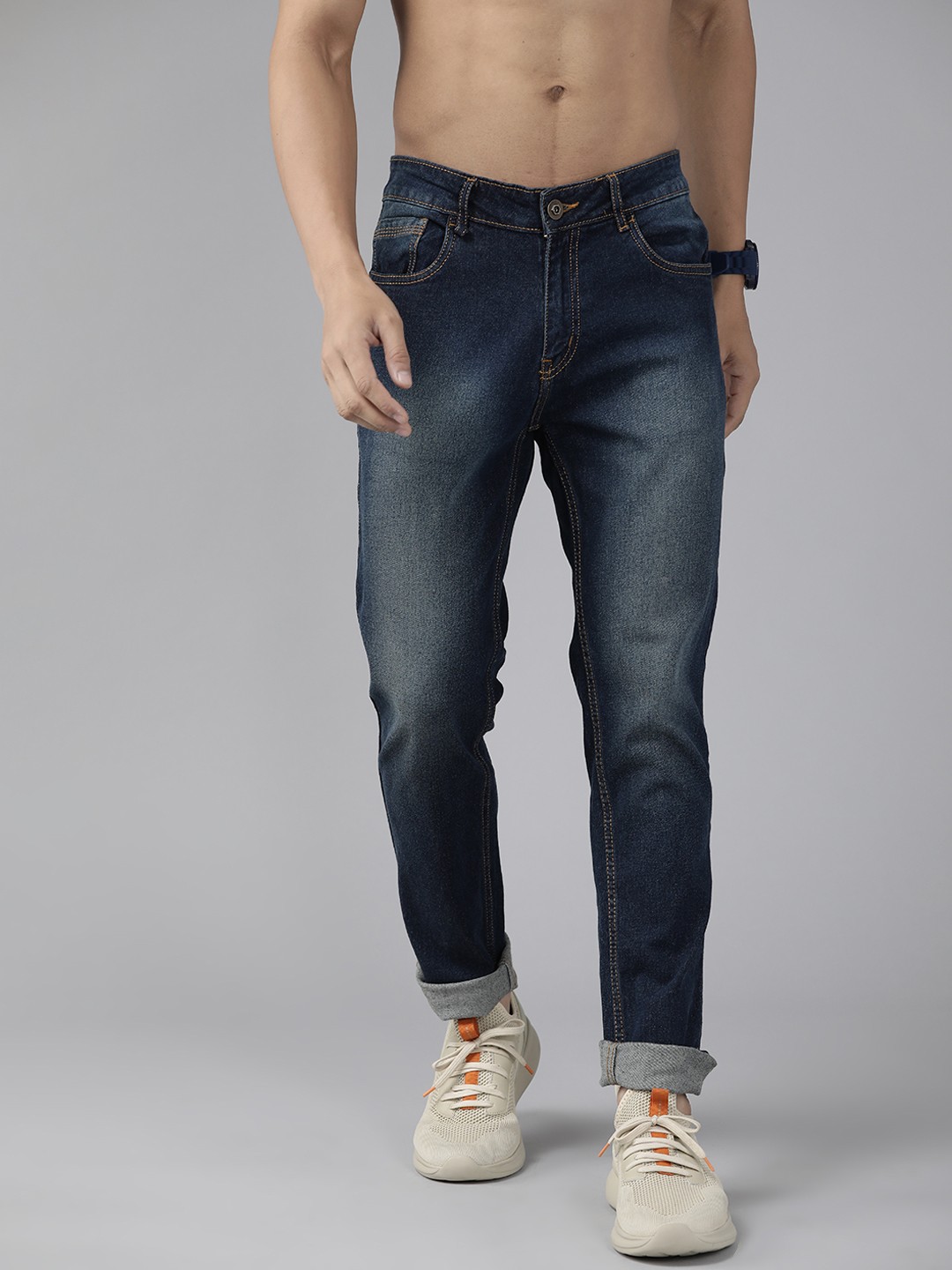 

Roadster Men Navy Blue Skinny Fit Heavy Fade Stretchable Jeans