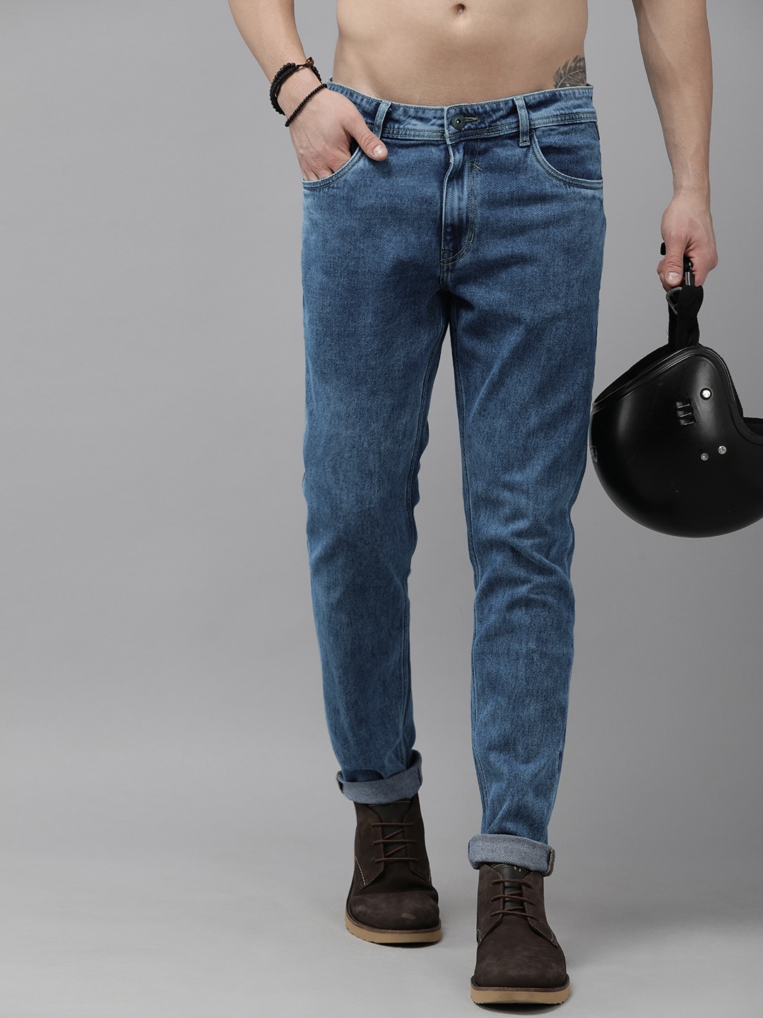

The Roadster Lifestyle Co Men Blue Skinny Fit Mid-Rise Light Fade Stretchable Jeans