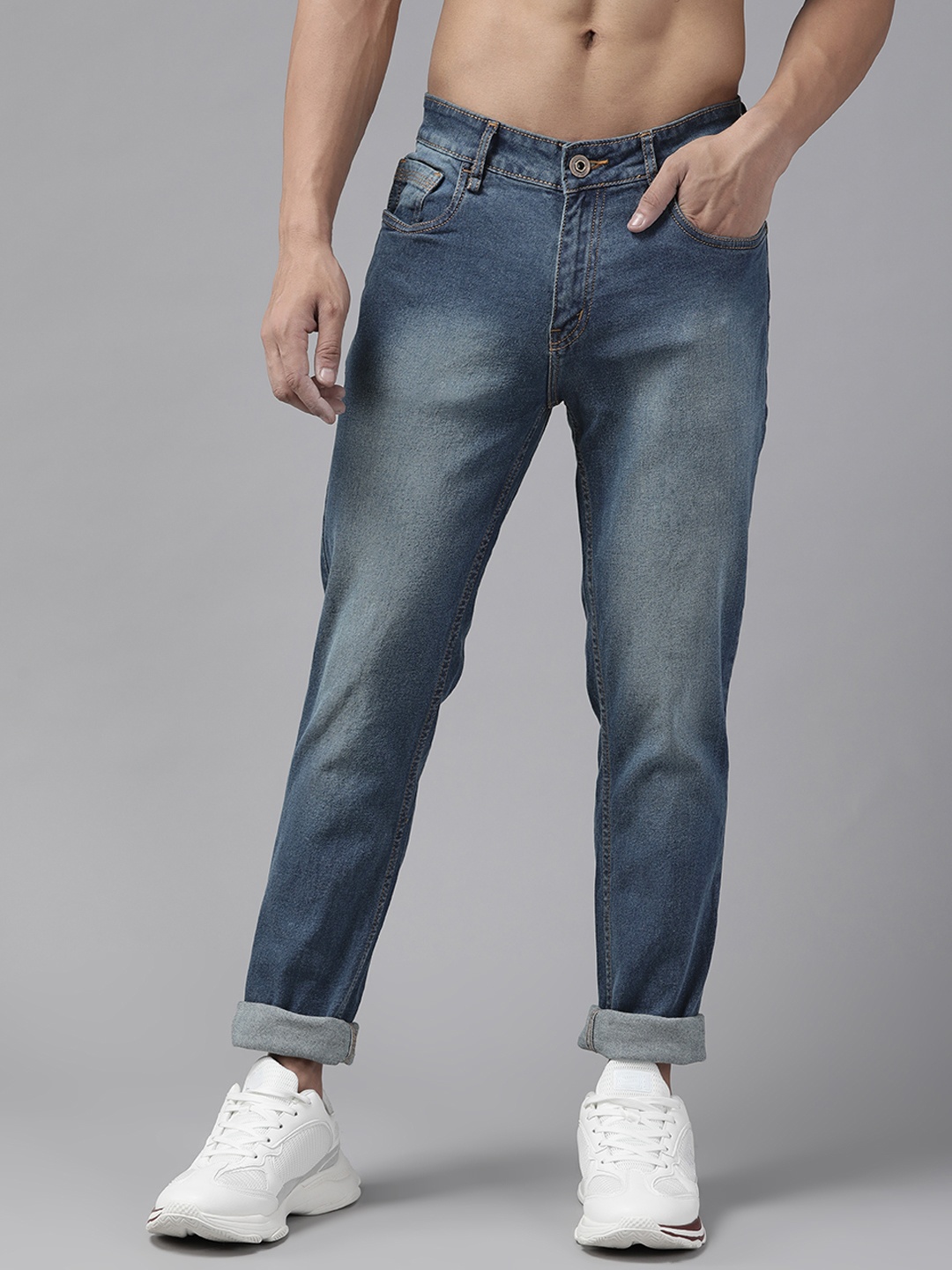 

Roadster Men Blue Skinny Fit Heavy Fade Stretchable Mid-Rise Jeans