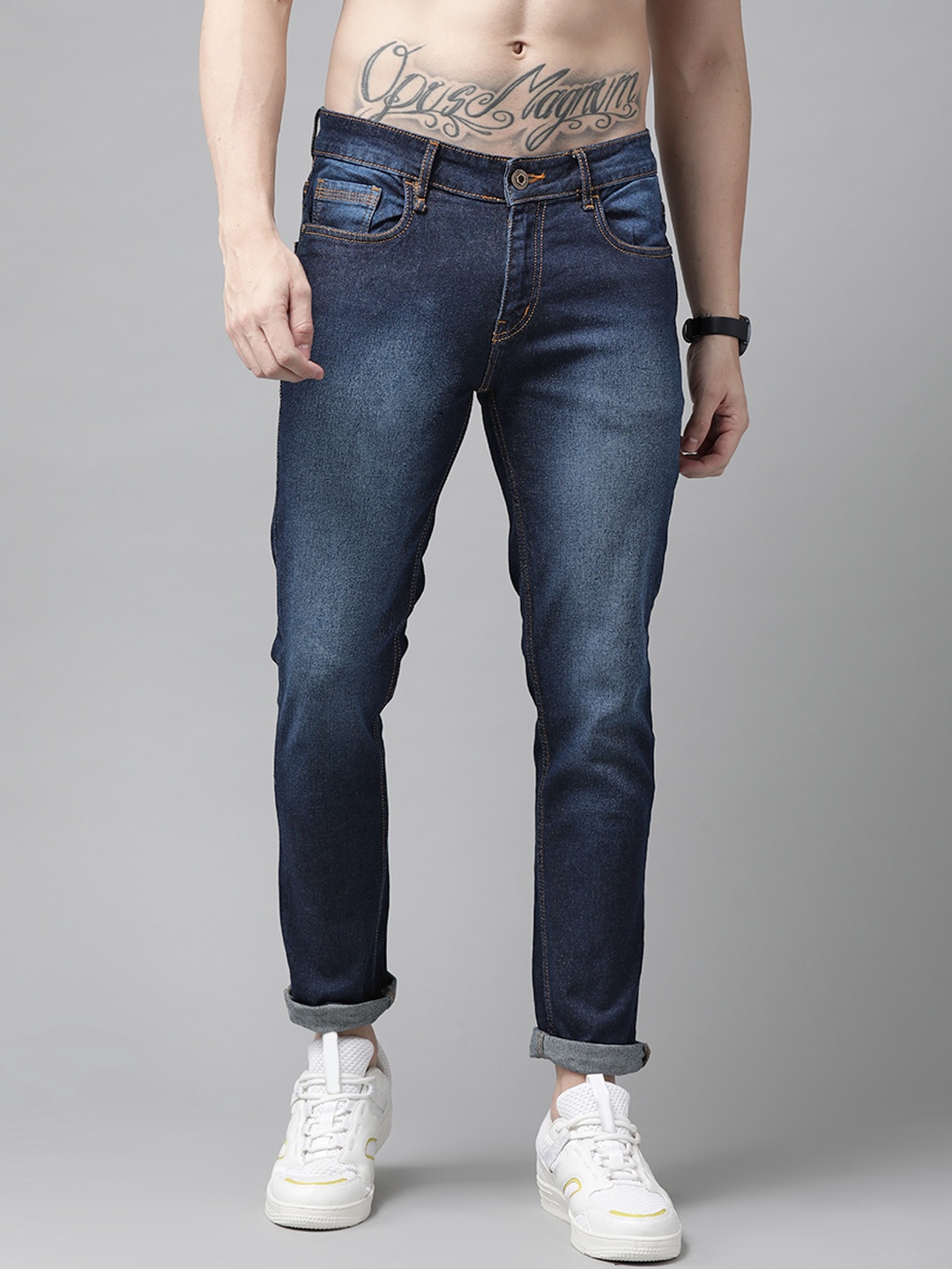 

Roadster Men Navy Blue Skinny Fit Heavy Fade Stretchable Jeans