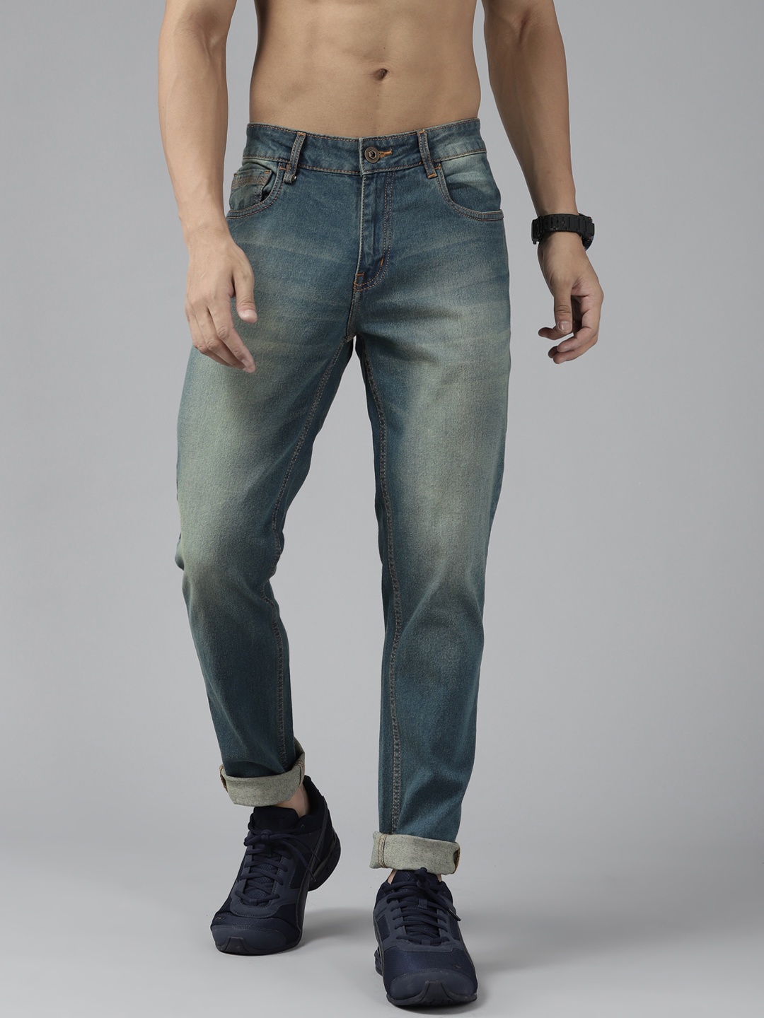 

Roadster Men Navy Blue Skinny Fit Heavy Fade Stretchable Jeans