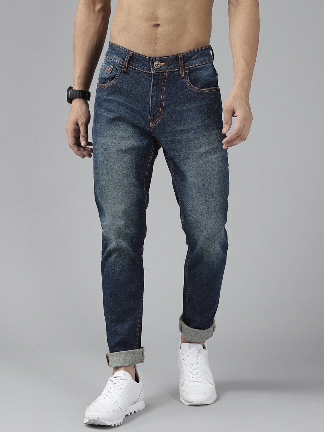 

Roadster Men Navy Blue Skinny Fit Heavy Fade Stretchable Jeans
