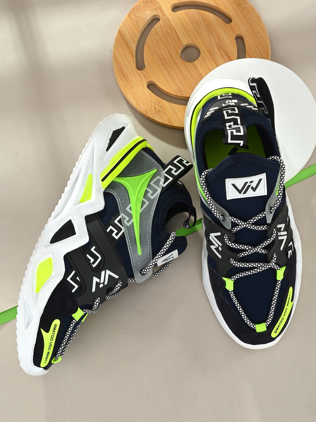 

VIV Men Navy Blue Printed Lace-Up Sneakers