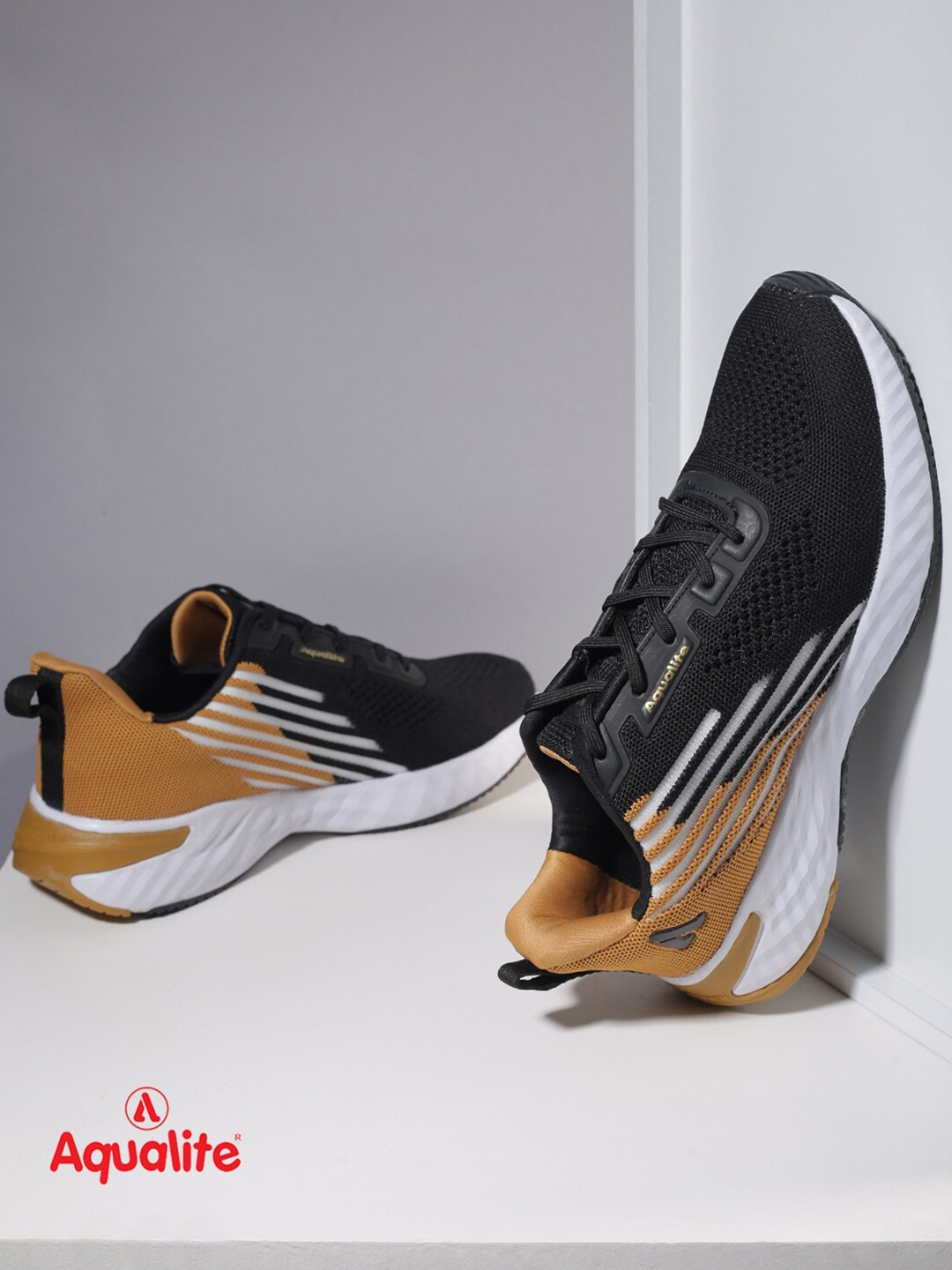 

Aqualite Men Black Mesh Walking Non-Marking Shoes