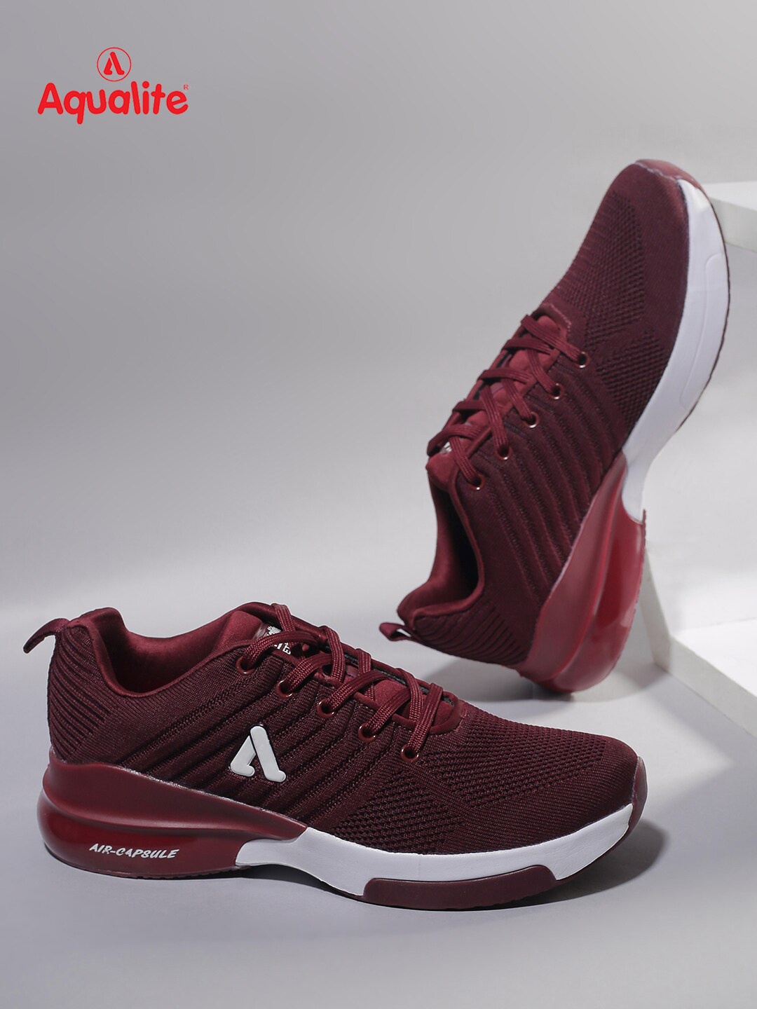 

Aqualite Men Rust Brown Mesh Walking Air Non-Marking Shoes