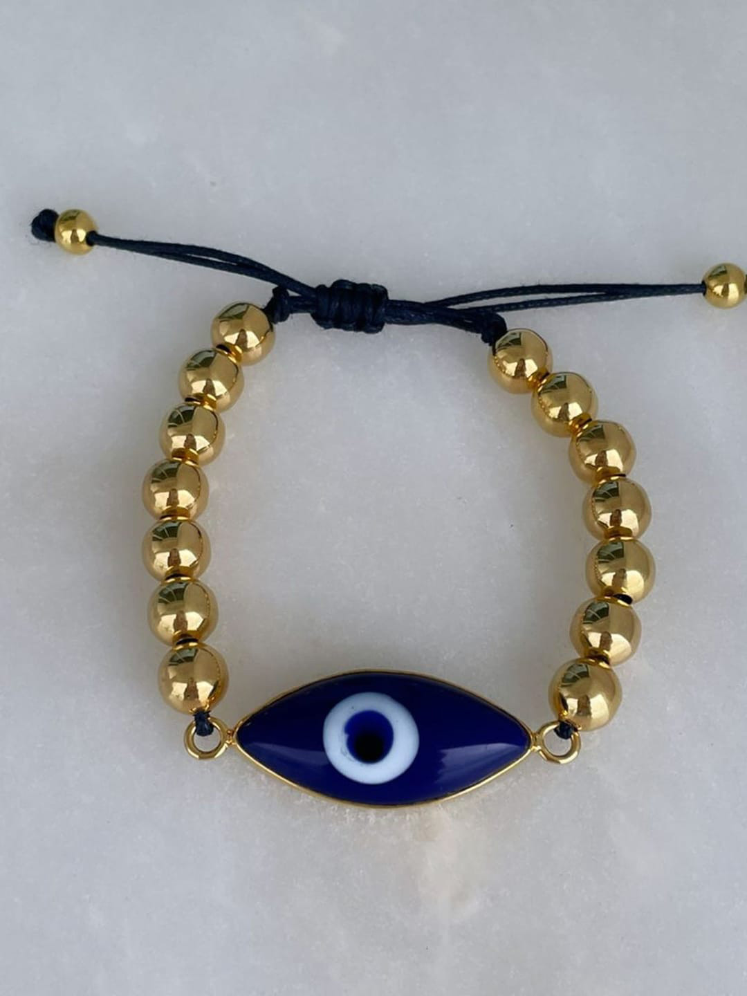 

MNSH Women Gold-Plated & Blue Brass Wraparound Evil Eye Bracelet