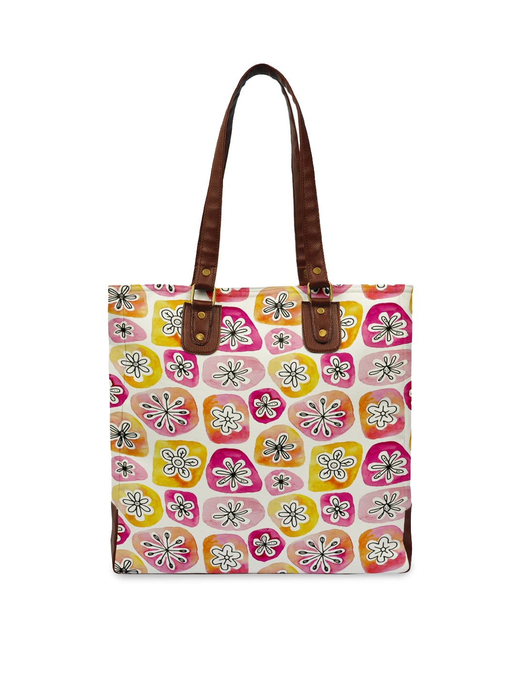 

Crazy Corner Pink Printed Half Moon Tote Bag with Cut Work