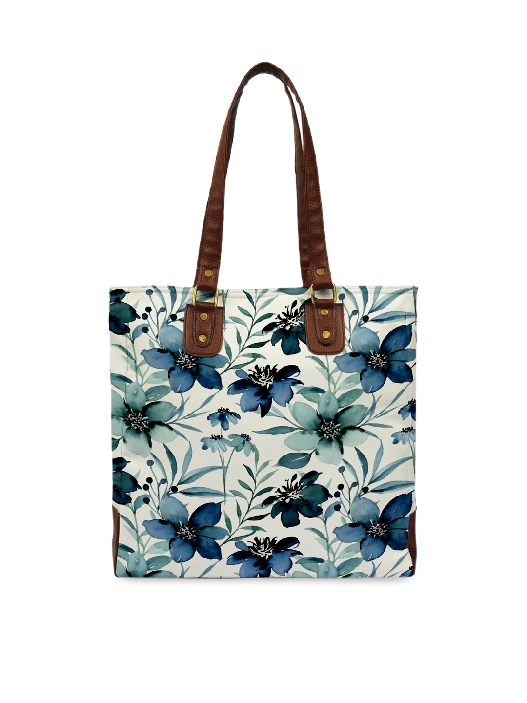 

Crazy Corner Blue Floral Printed Structured Tote Bag