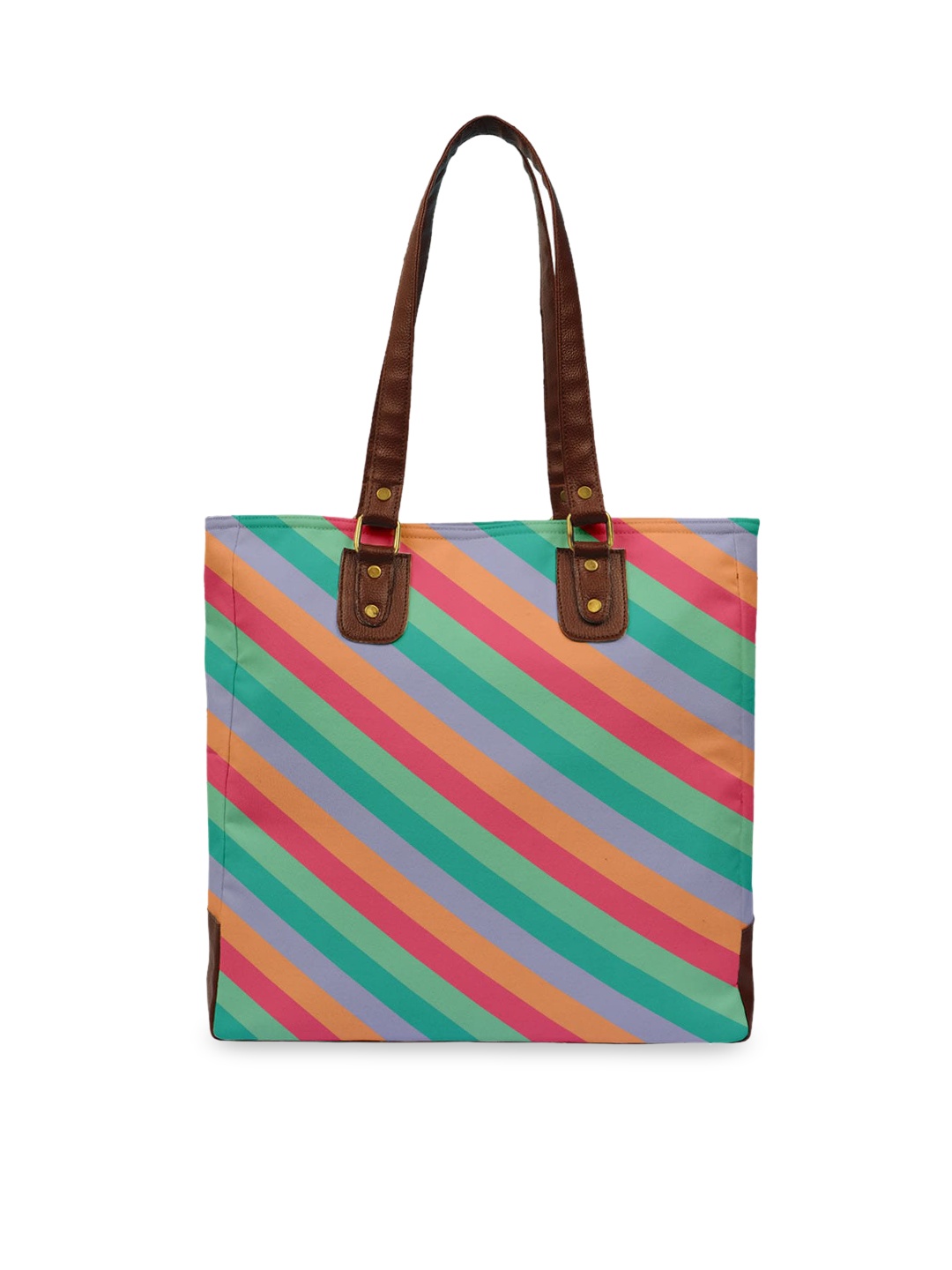 

Crazy Corner Multicoloured Striped Structured Tote Bag, Multi