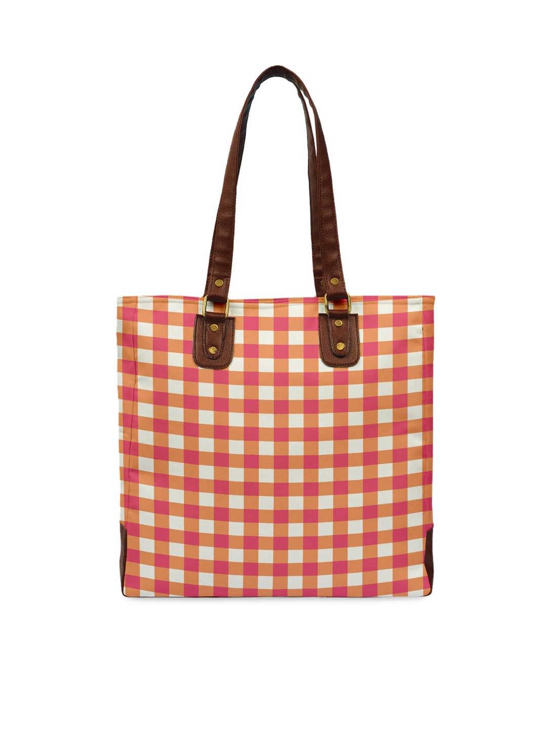 

Crazy Corner Orange Checked Structured Shoulder Bag