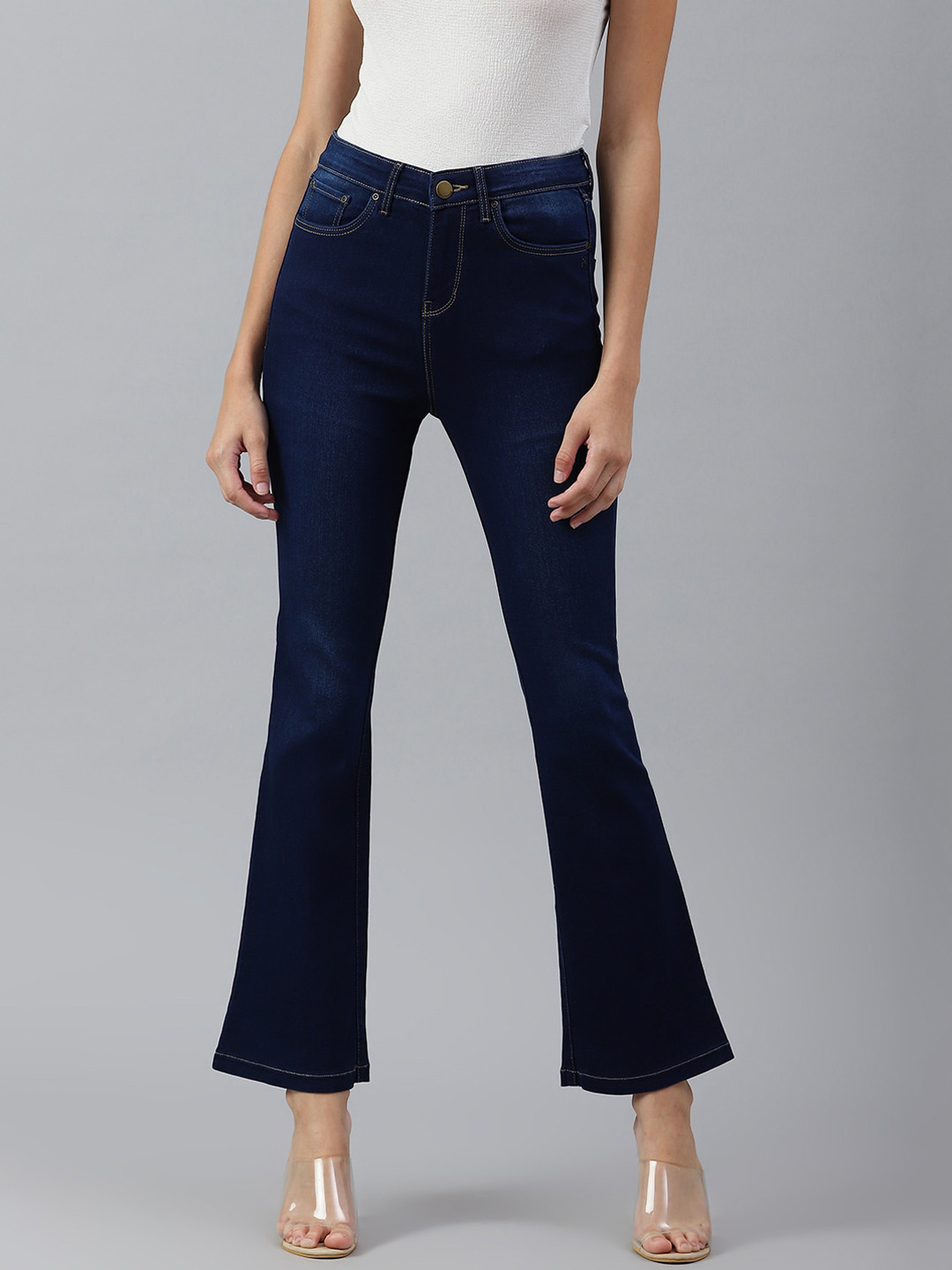 

Xpose Women Blue Comfort Bootcut High-Rise Light Fade Stretchable Jeans