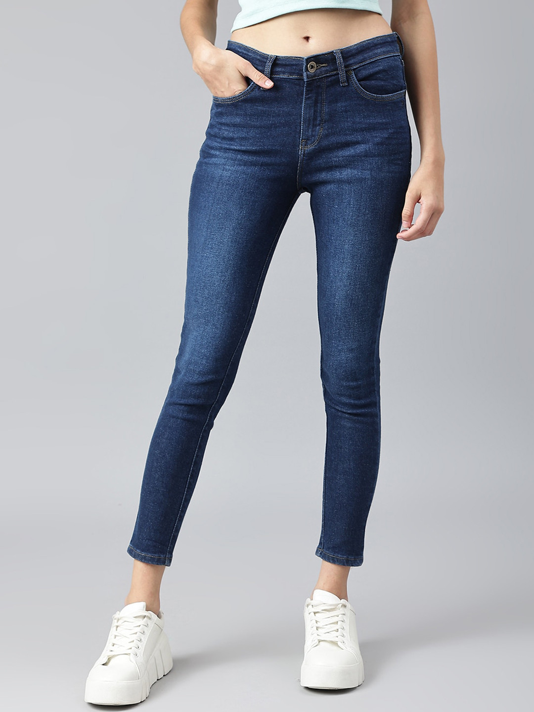 

Xpose Women Navy Blue Comfort Slim Fit High-Rise Stretchable Jeans