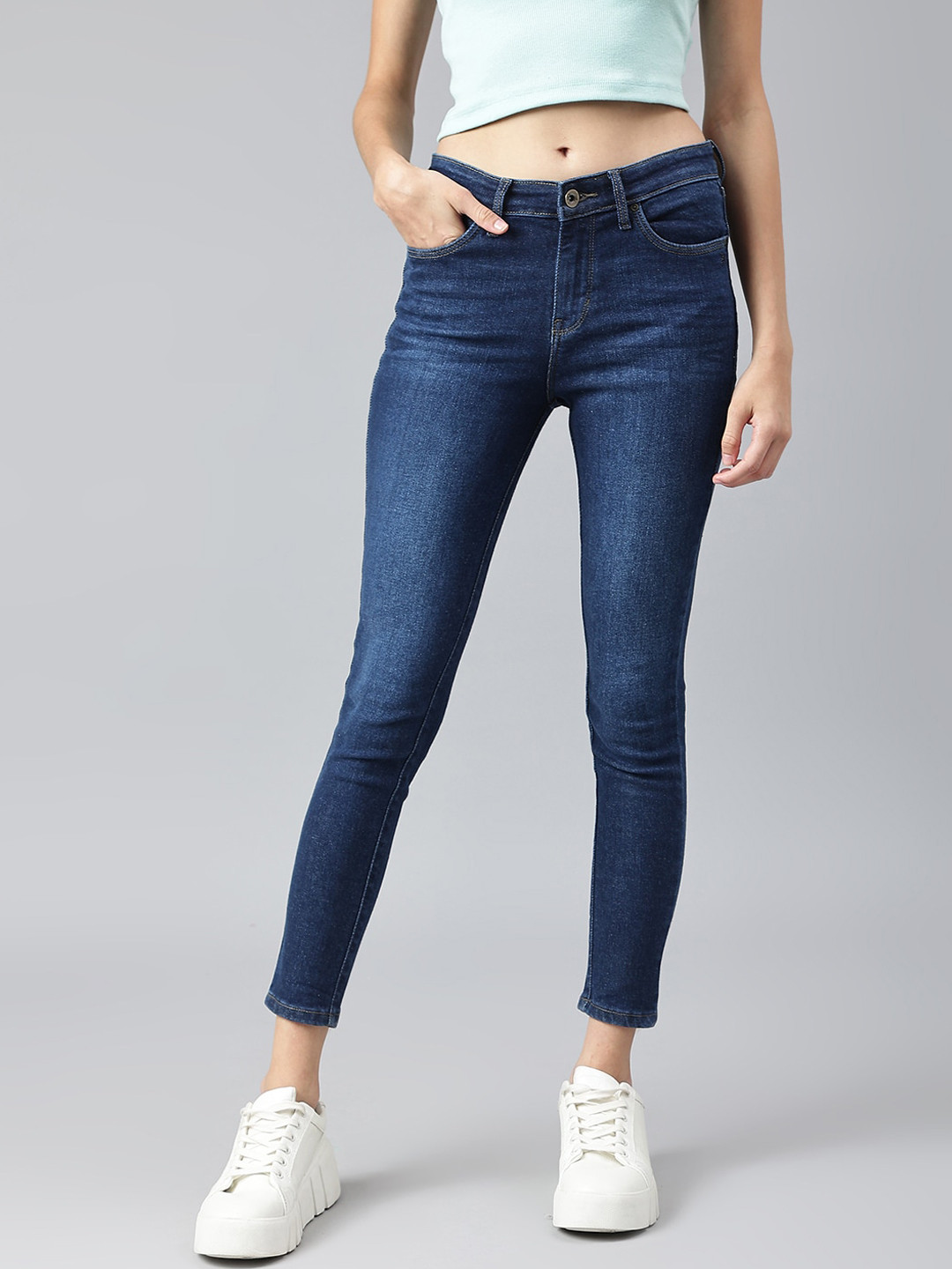 

Xpose Women Navy Blue Comfort Slim Fit High-Rise Stretchable Jeans