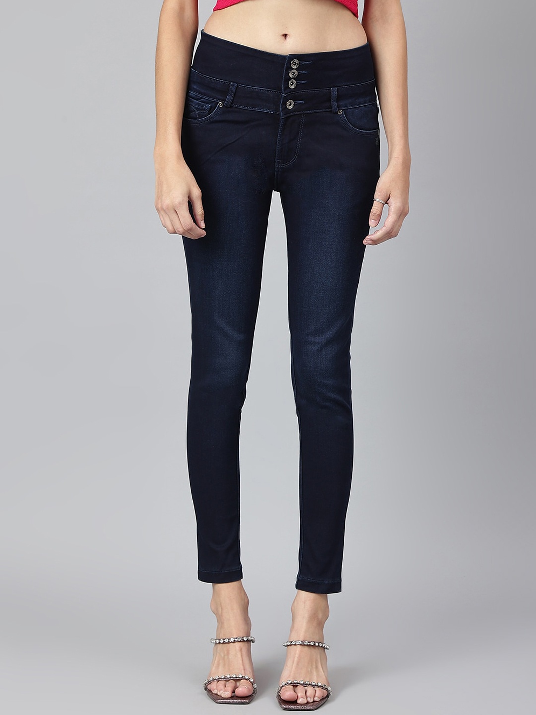 

Xpose Women Blue Comfort Skinny Fit High-Rise Stretchable Jeans