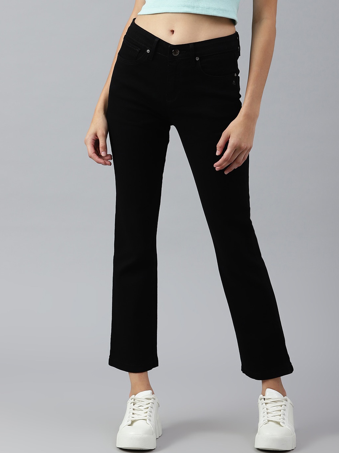 

Xpose Women Black Comfort Bootcut High-Rise Stretchable Jeans