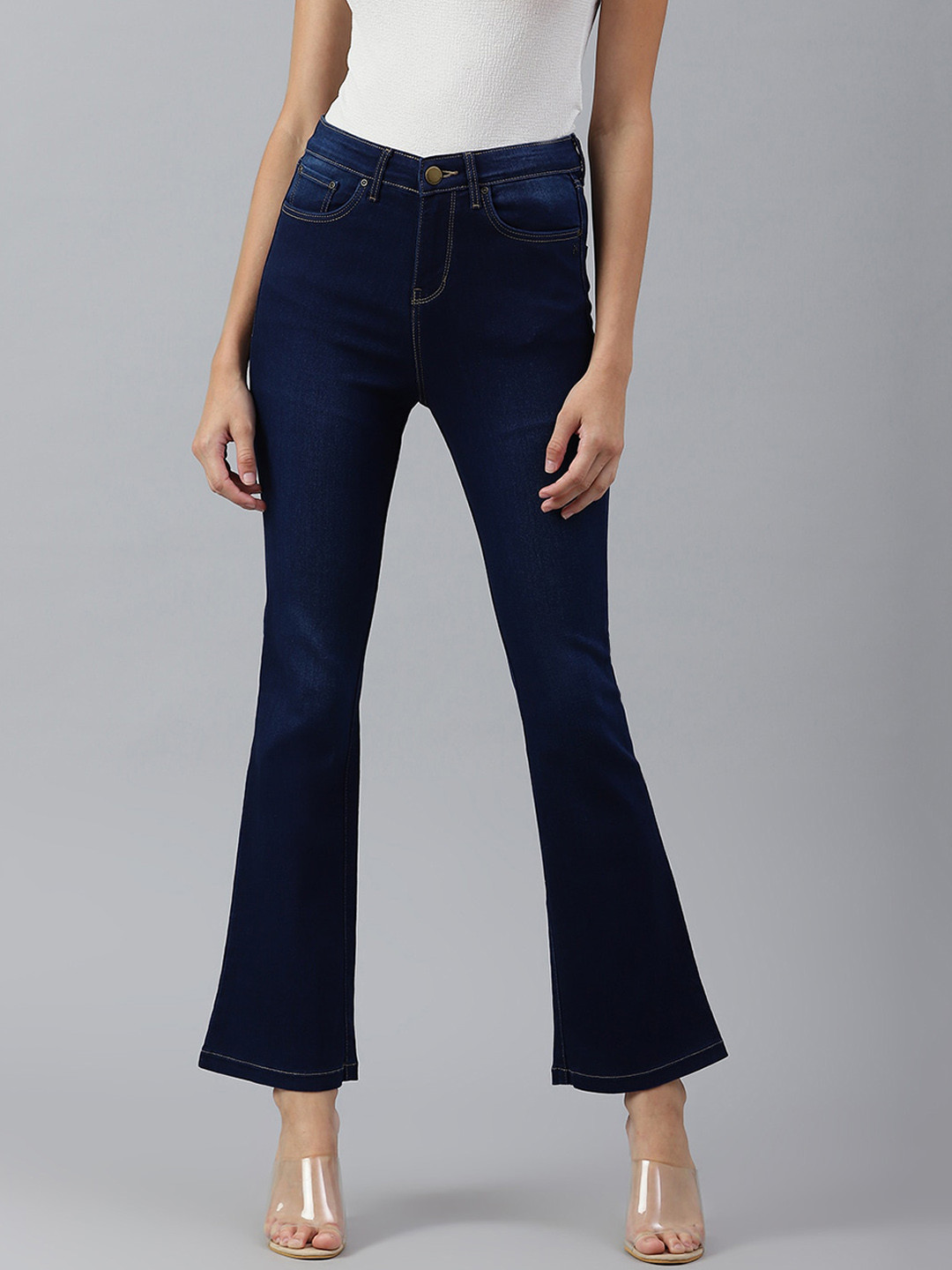 

Xpose Women Blue Comfort Bootcut High-Rise Stretchable Jeans