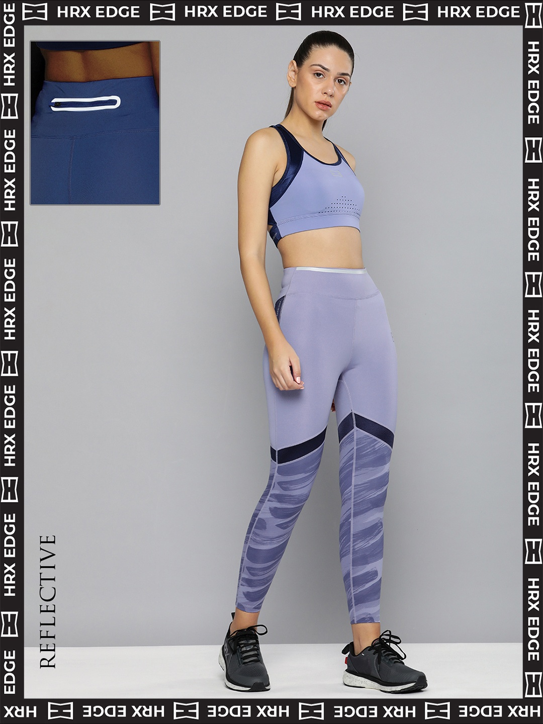 

HRX By Hrithik Roshan EDGE Women Deauville Mauve Rapid-Dry AOP Tights, Lavender