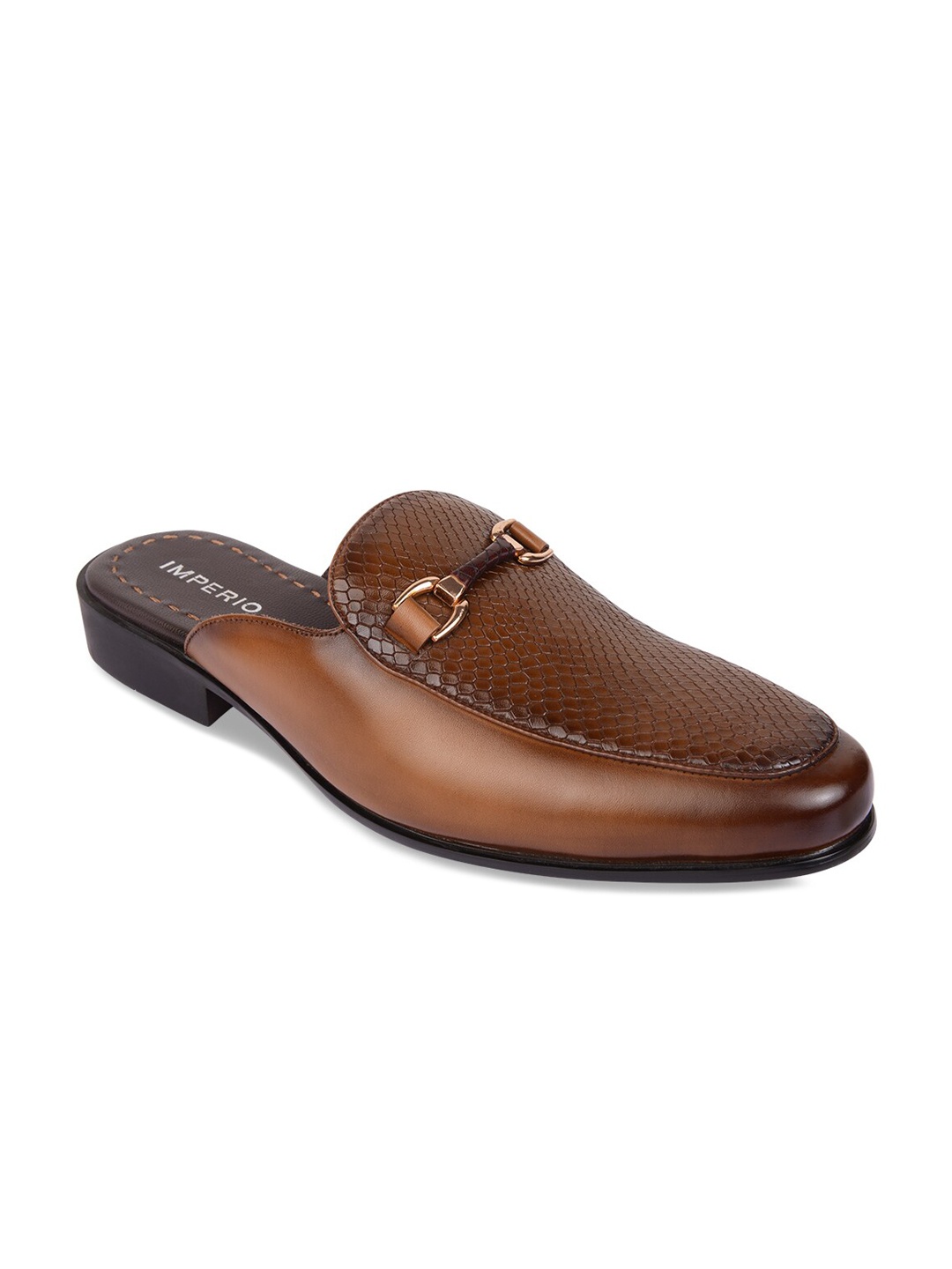

Regal Men Tan Textured Leather Mules
