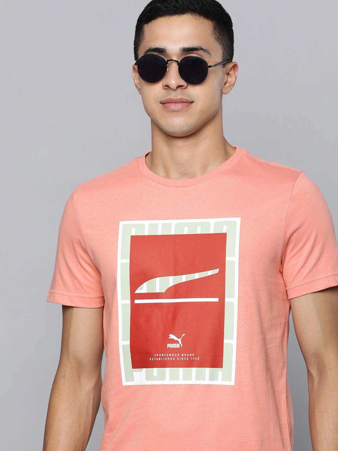 

Puma Men Pink Graphic Printed Pure Cotton Slim Fit T-shirt