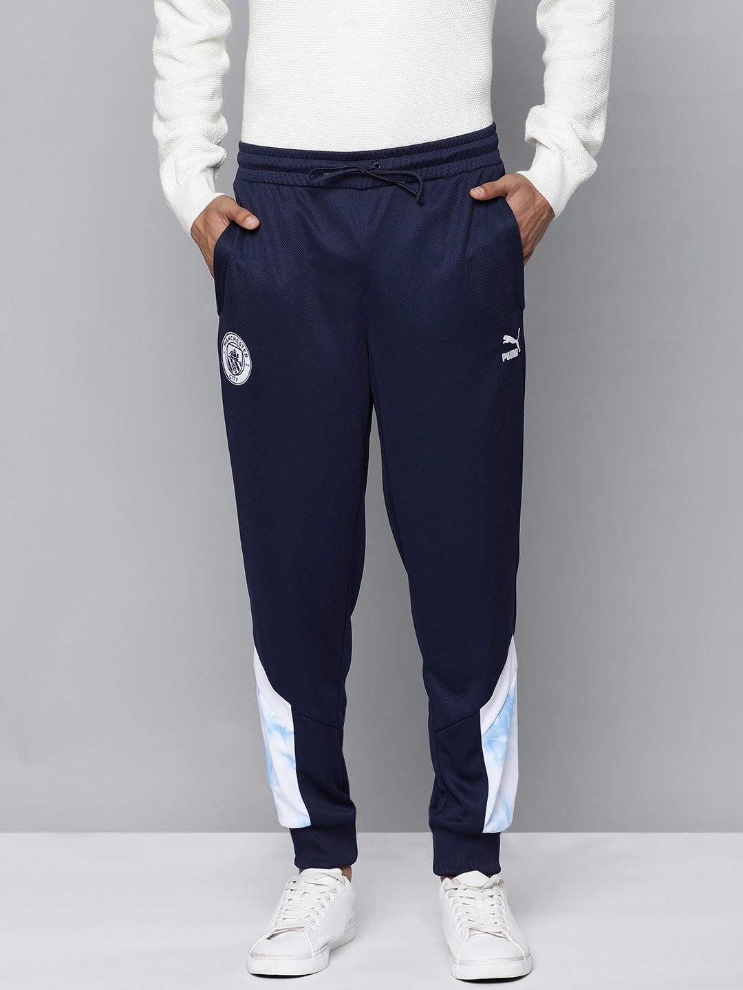 

Puma Men Navy Blue Colourblocked Manchester City Football Joggers