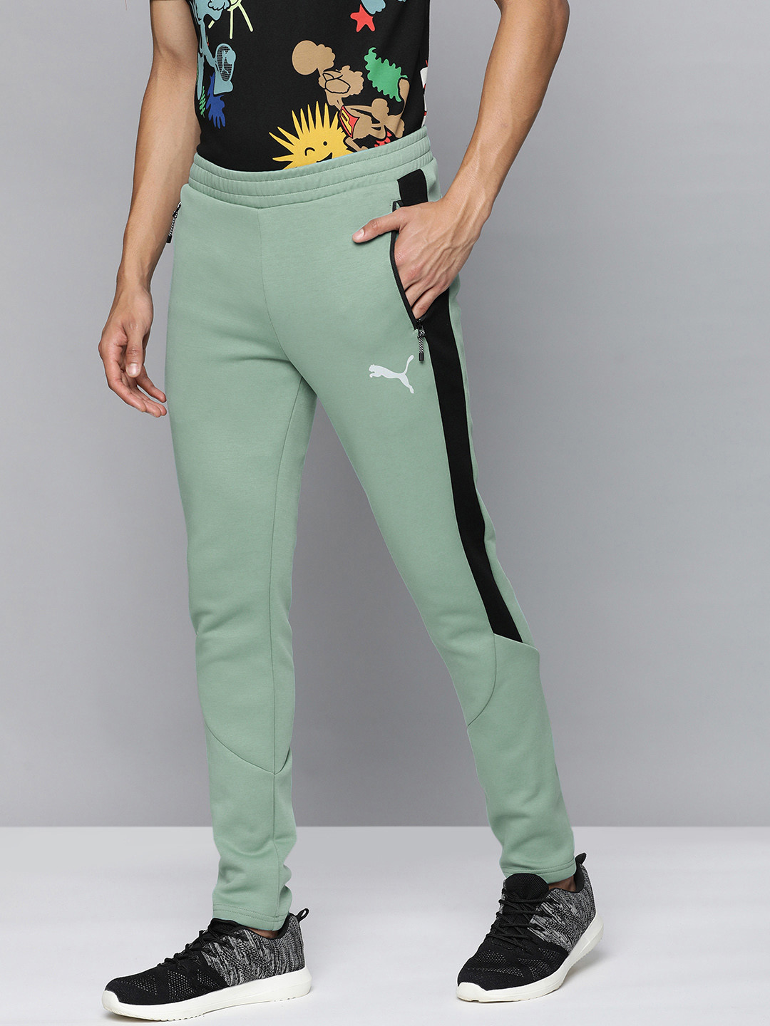 

Puma Men Blue & Black Colourblocked dryCELL Slim Fit Track Pants