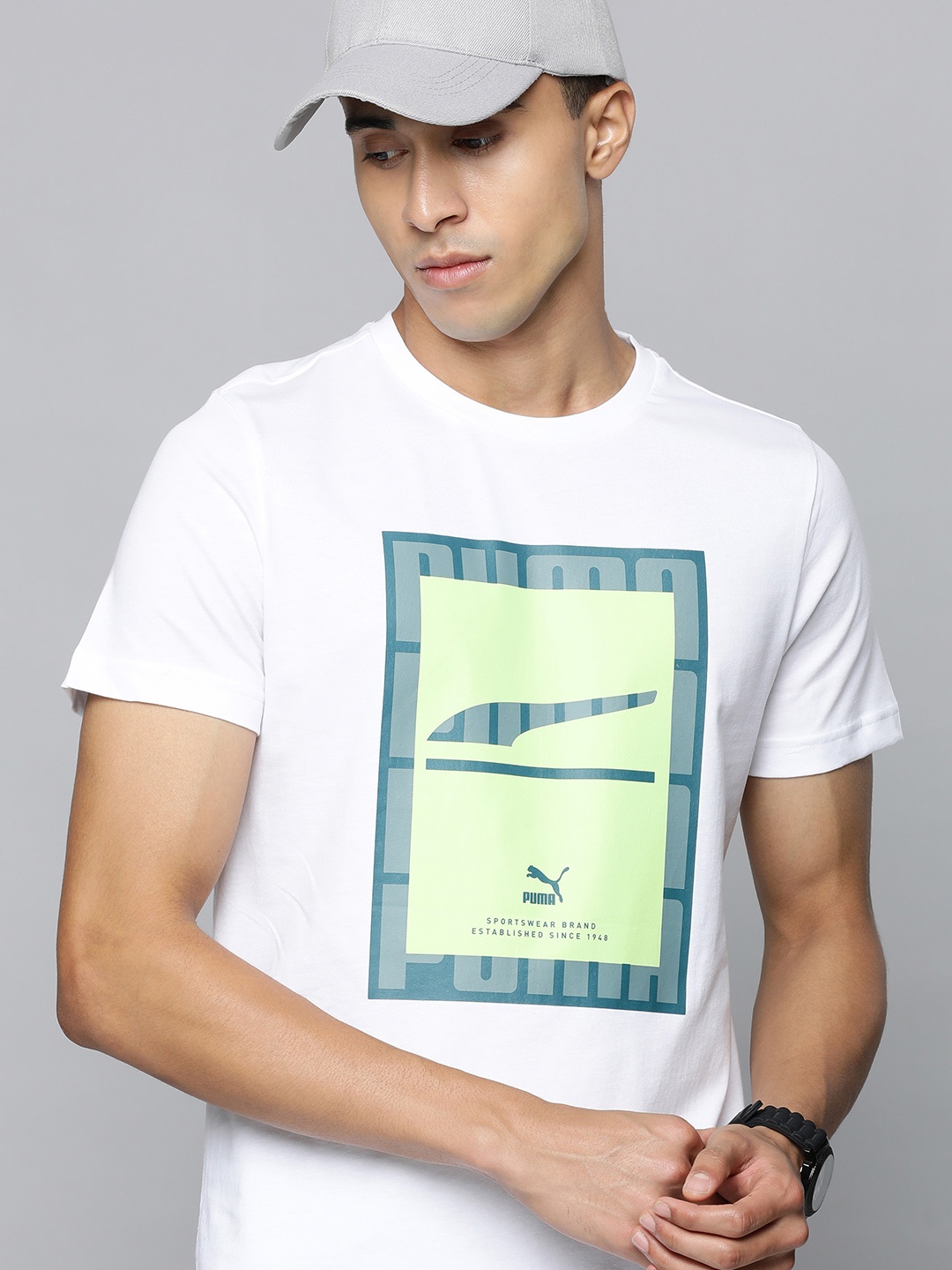 

Puma Men White Printed Slim Fit T-shirt