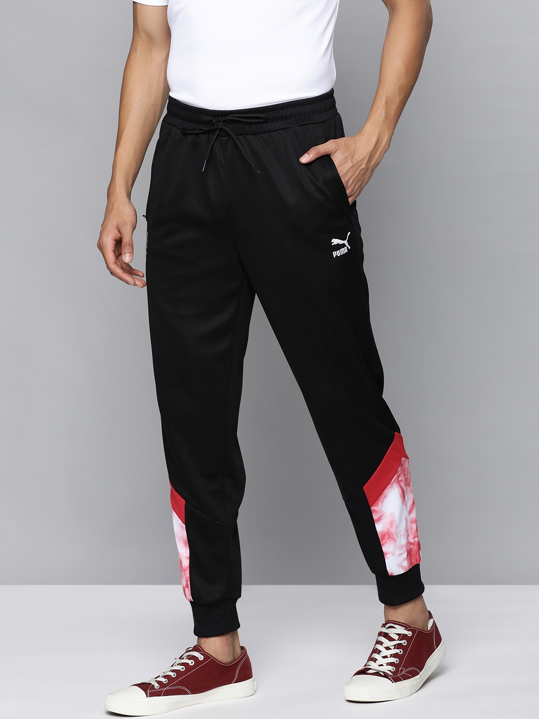 

Puma Men Black & Red Tie & Dye dryCELL AC Milan Iconic MCS Football Joggers