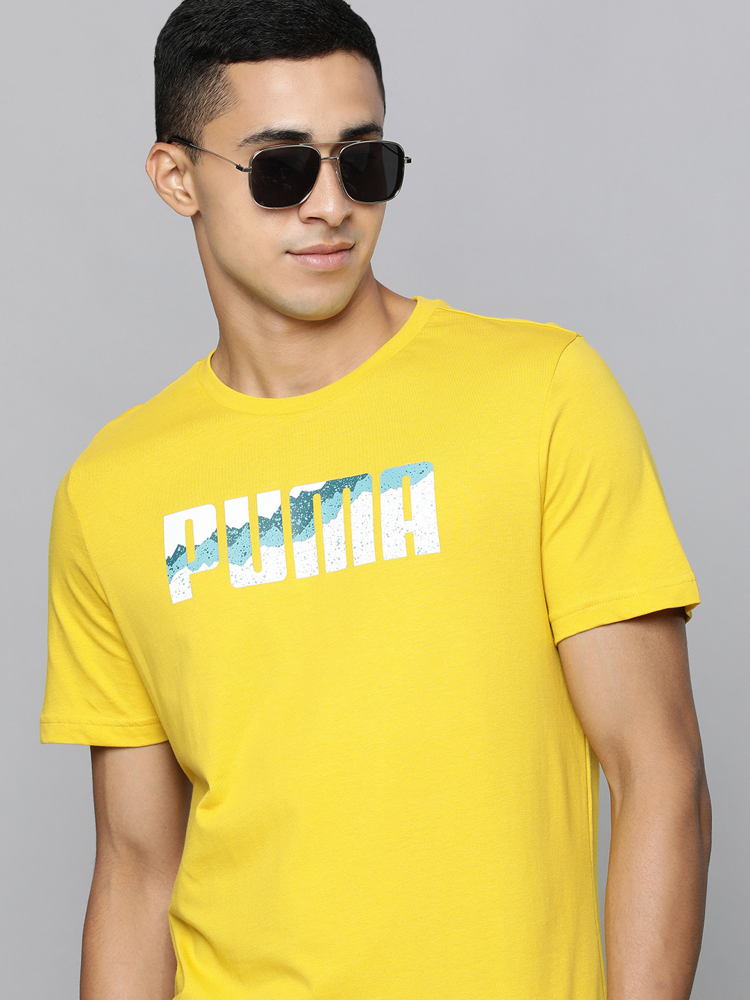 

Puma Brand Logo Printed Pure Cotton Slim Fit T-shirt, Yellow