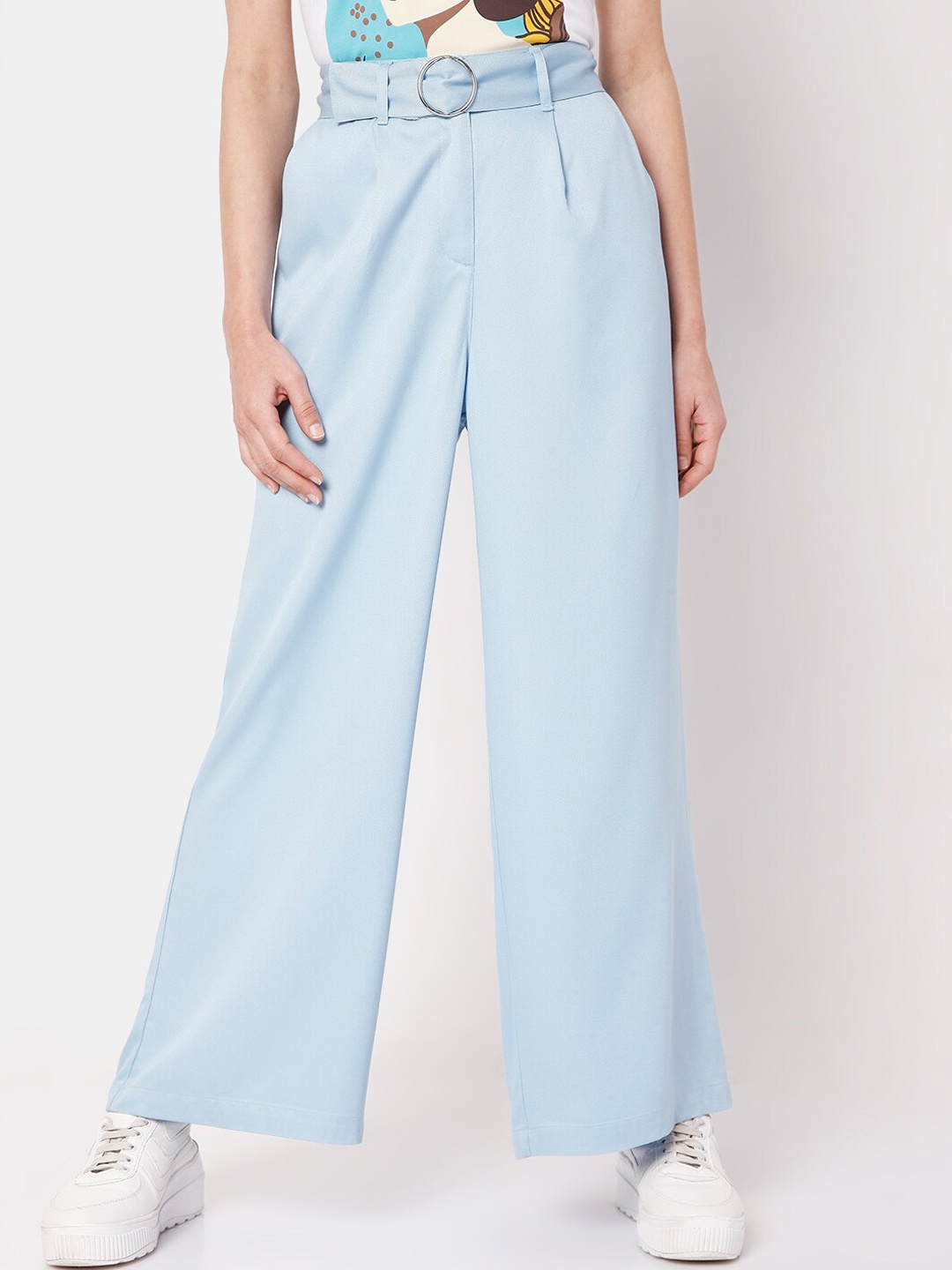 

Vero Moda Women Blue Flared High-Rise Trousers