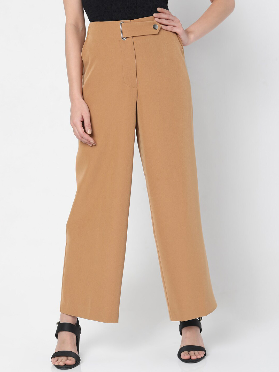 

Vero Moda Women Brown Straight Fit High-Rise Trousers