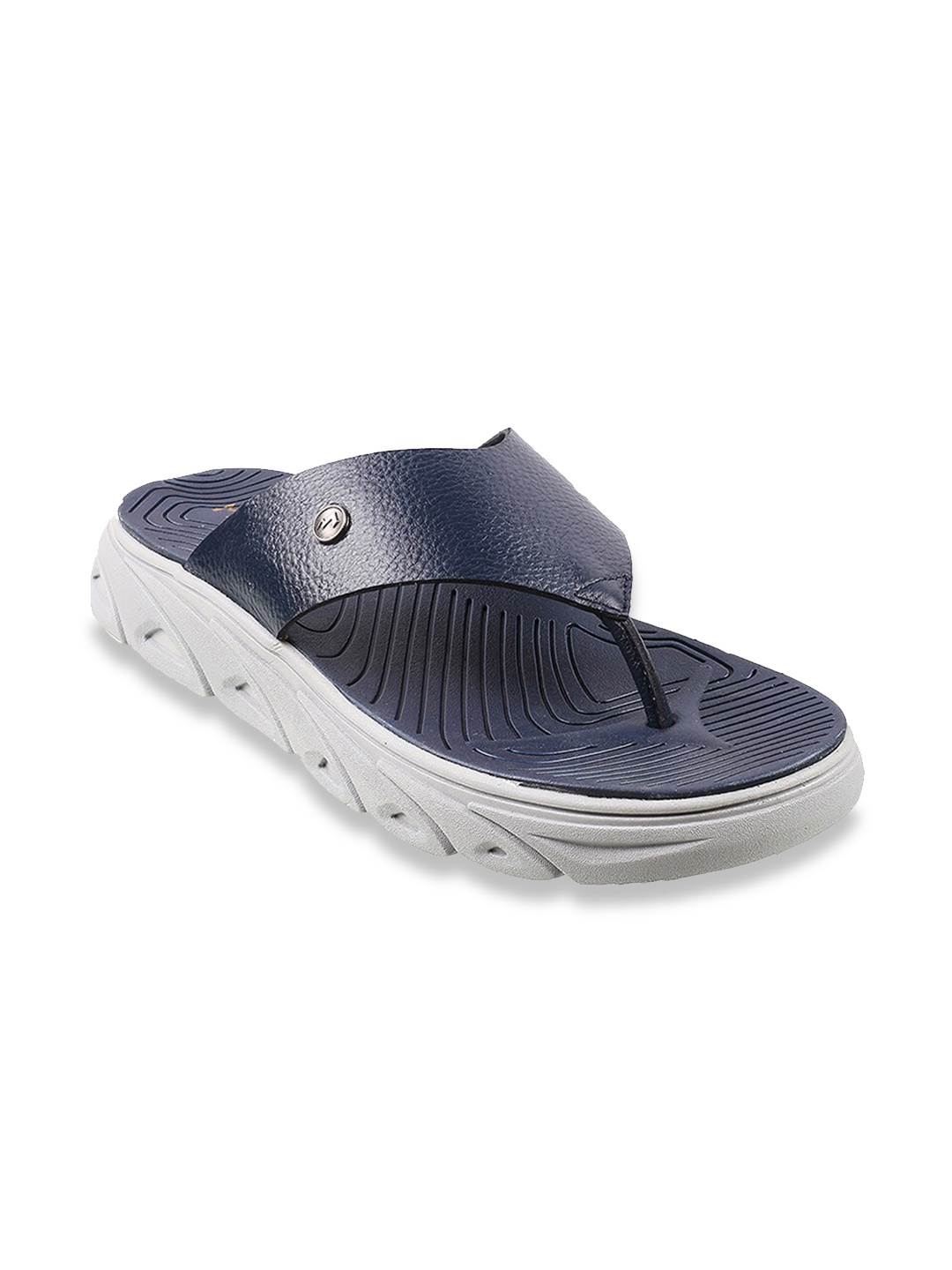 

Metro Men Blue & White Leather Comfort Sandals