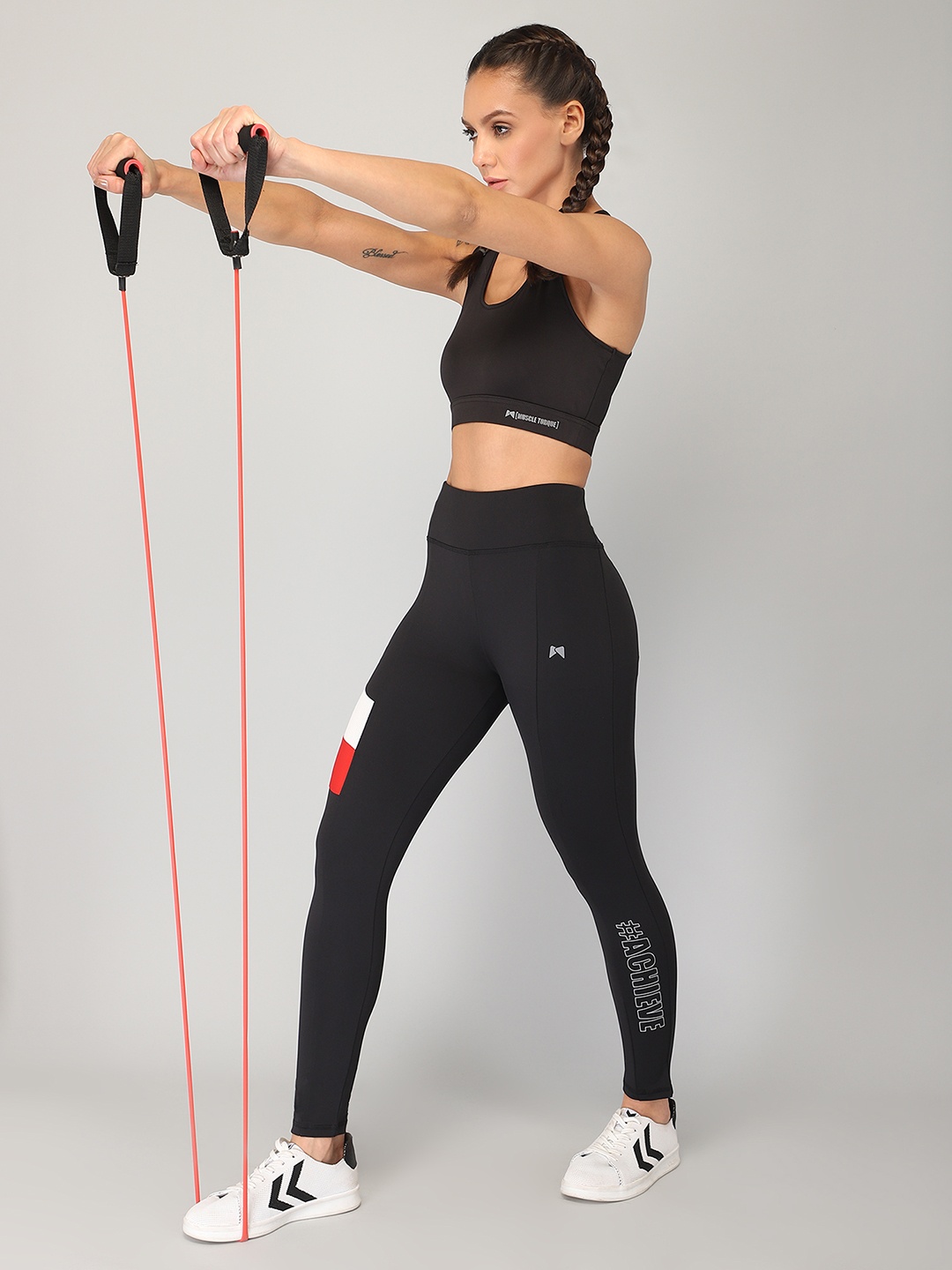 

MUSCLE TORQUE Women Black Printed Ankle-Length Tights