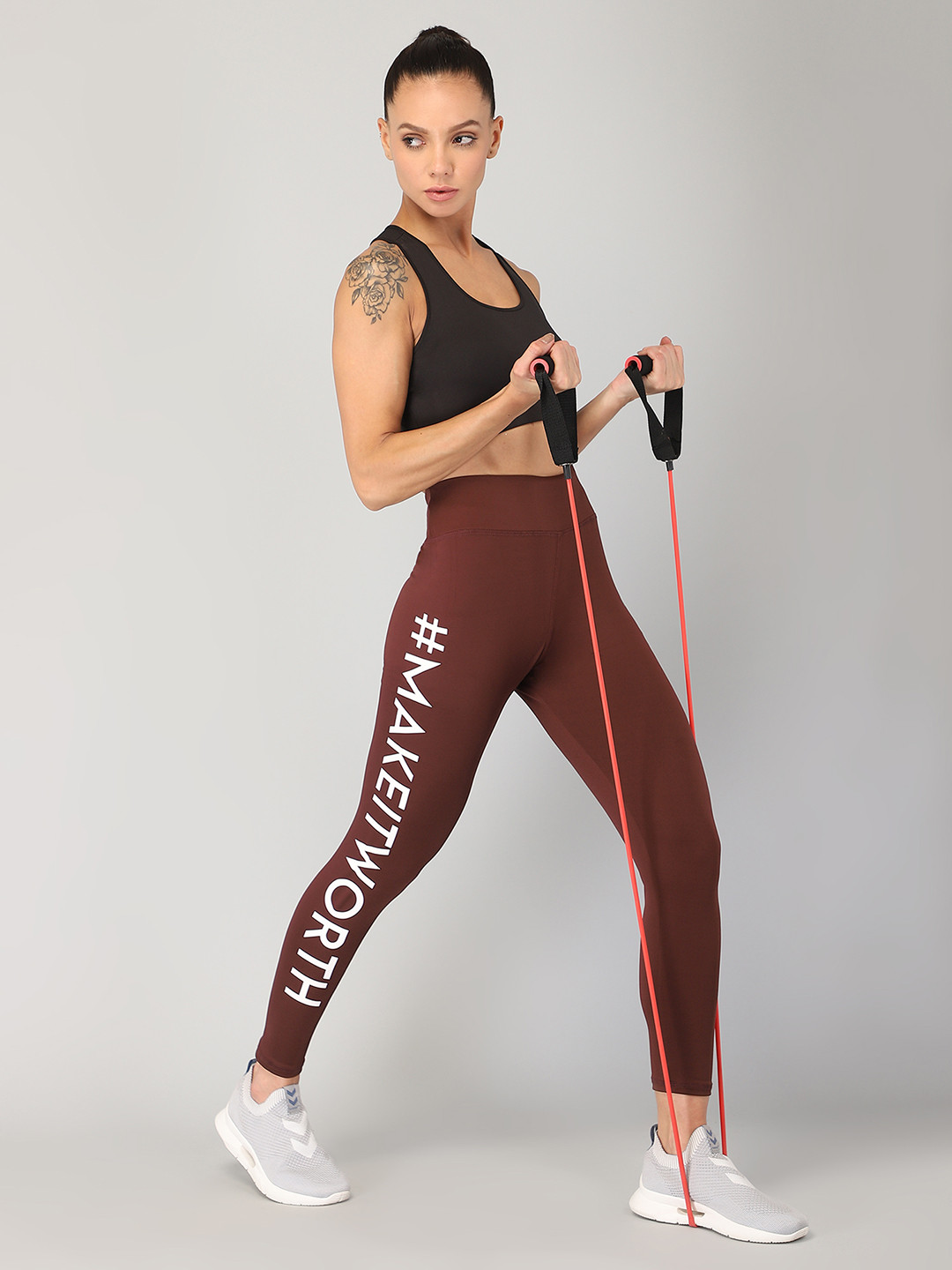 

MUSCLE TORQUE Women Brown Printed Ankle-Length Tights