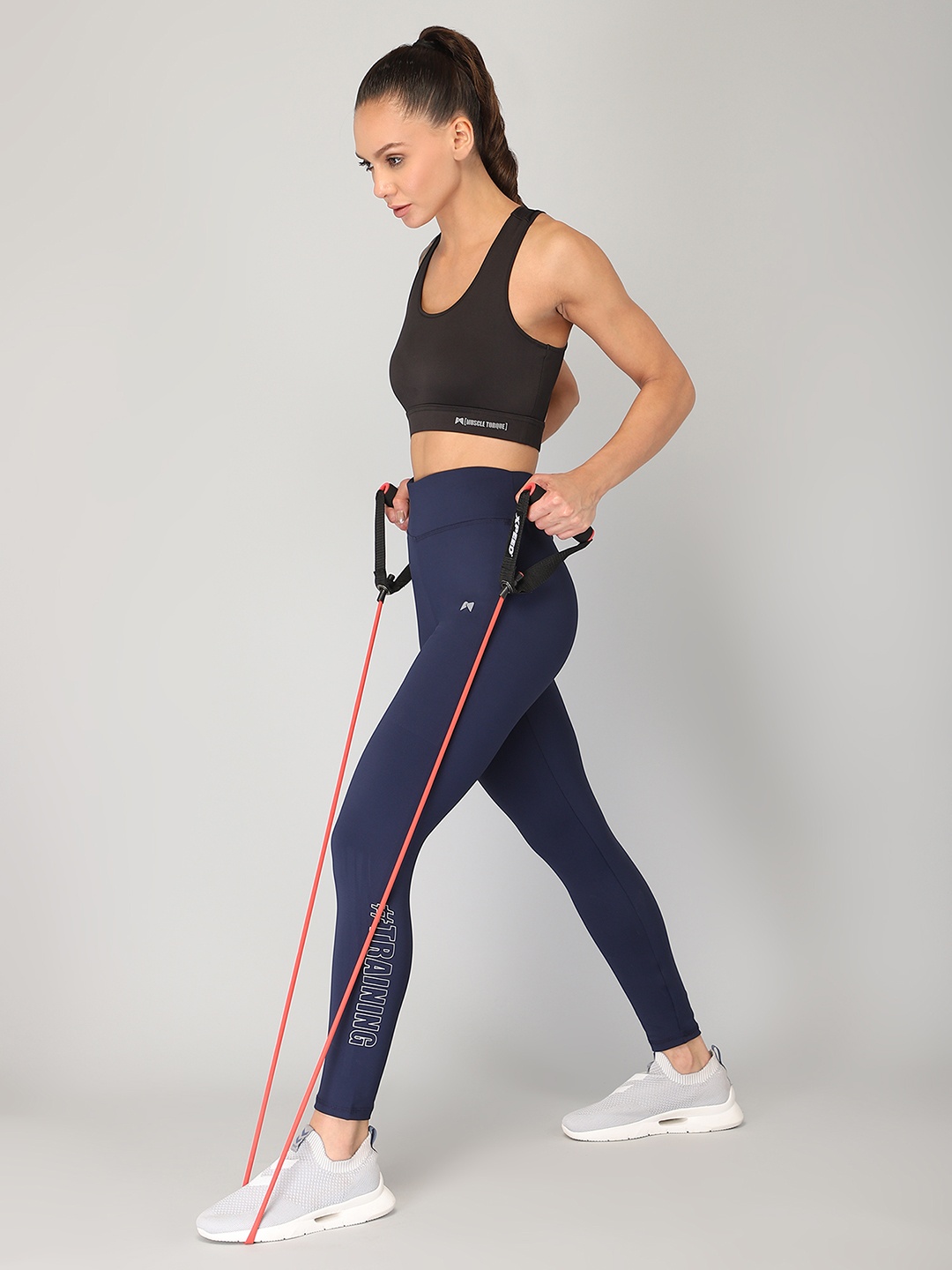 

MUSCLE TORQUE Women Blue Seamless Reflecting Printed High Waist Gym Tights
