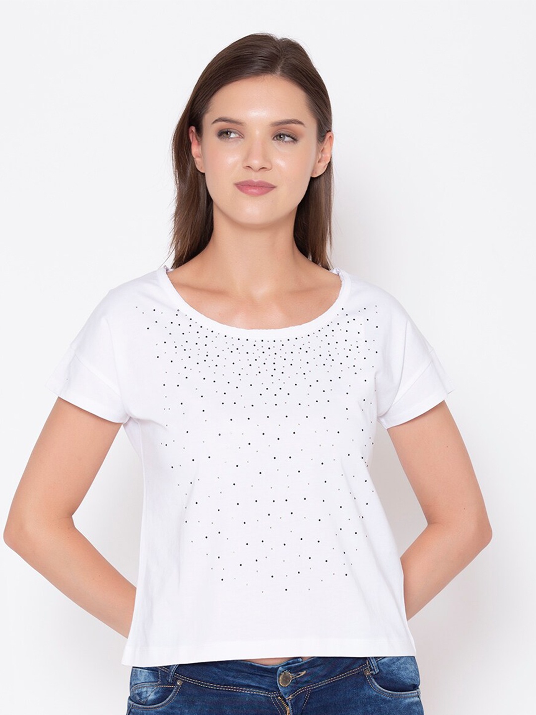 

FLAWLESS Women White Printed T-shirt