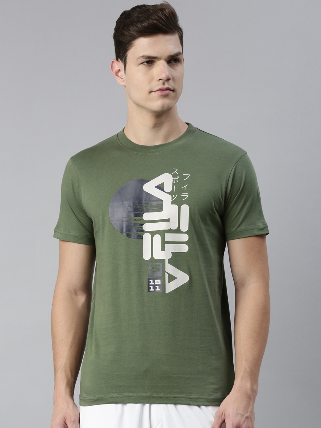 

FILA Men Green Typography Printed Pure Cotton T-shirt