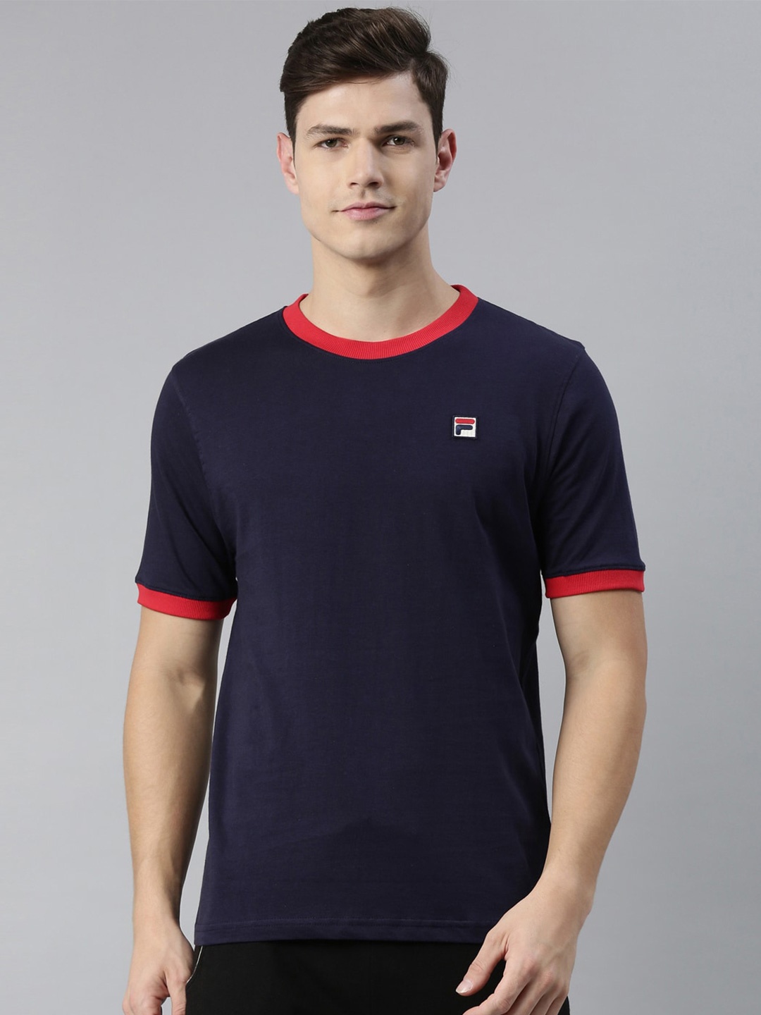 

FILA Men Blue Pure Cotton T-shirt