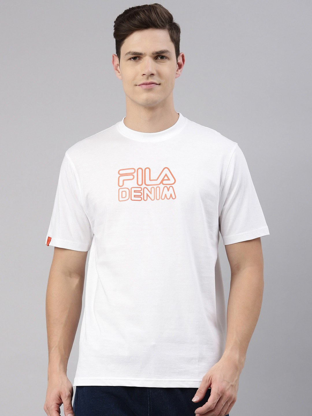 

FILA Men White Typography Printed Pure Cotton T-shirt