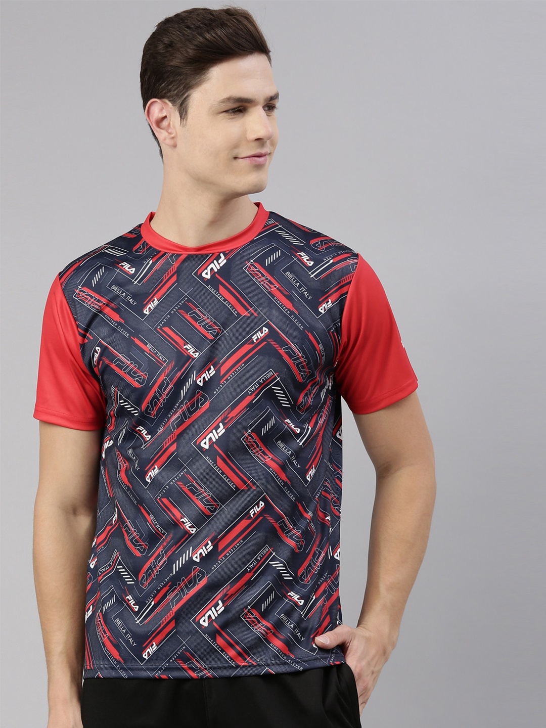 

FILA Men Blue & Red Printed Pure Cotton T-shirt