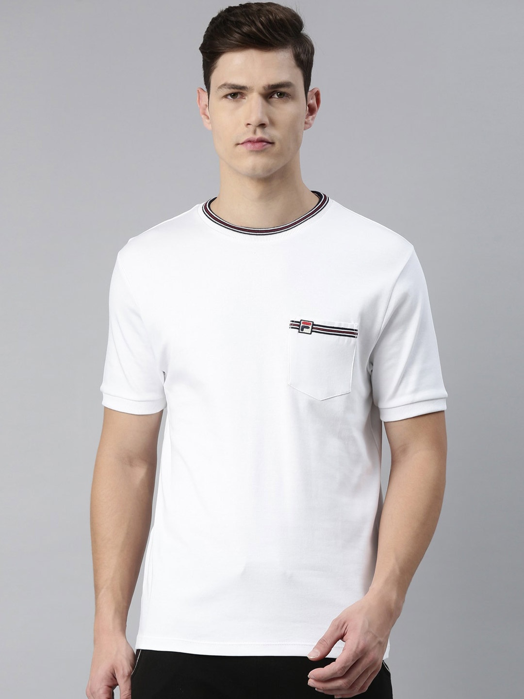 

FILA Men White Pure Cotton T-shirt