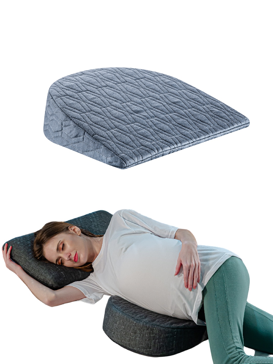 

The White Willow Grey Textured Memory Foam C Shaped Pregnancy Pillow