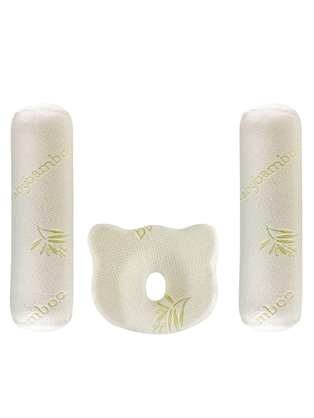 

The White Willow Set of 2 White & Green Memory Foam Baby Bolster & Head Support Pillow