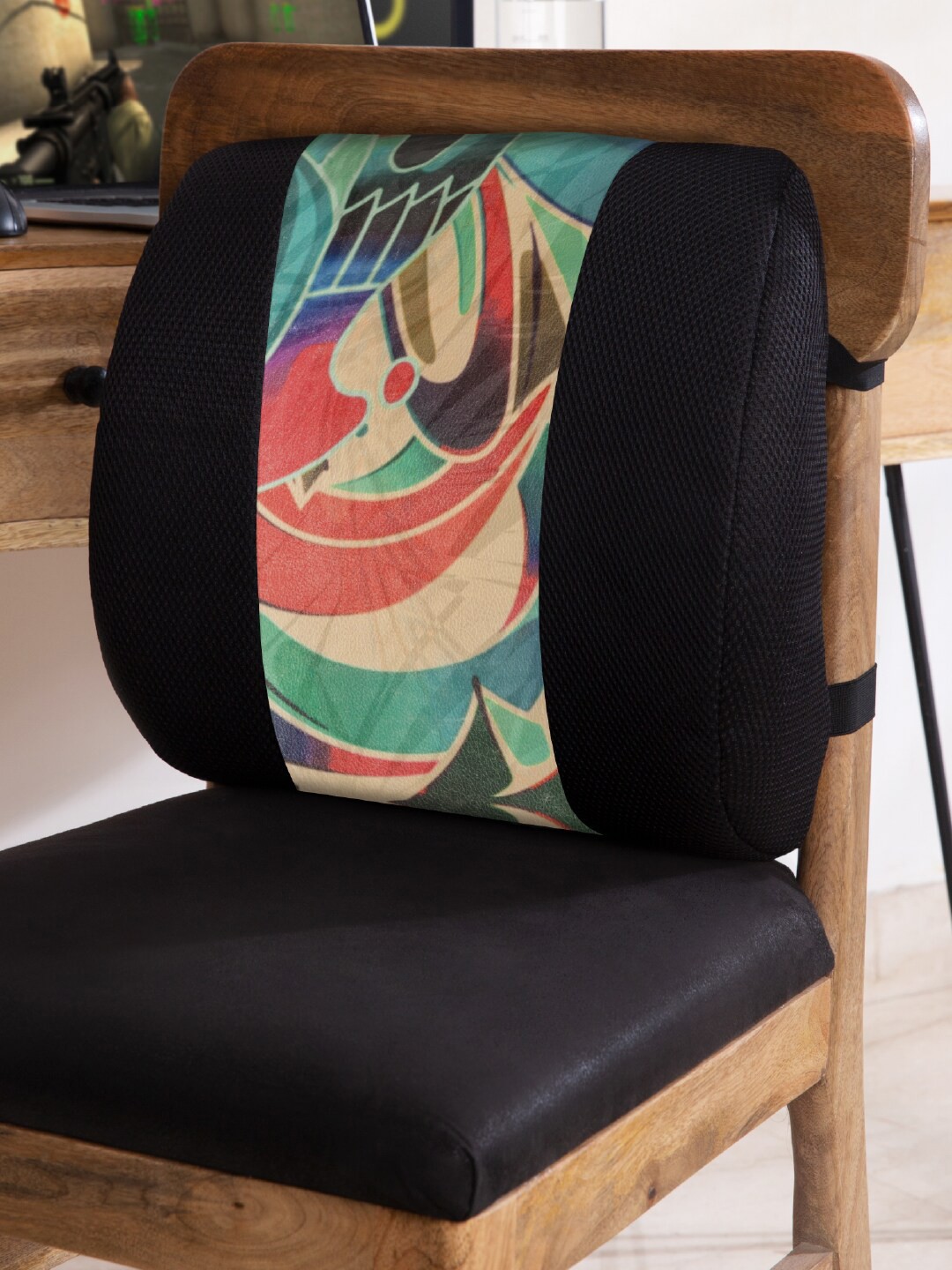 

The White Willow Black Printed Inferno Memory Foam Gaming Lumbar Backrest