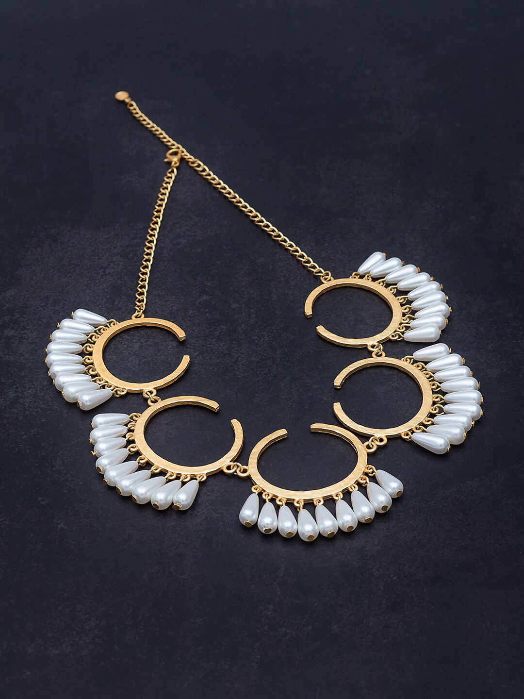 

Golden Peacock White & Gold-Toned Statement Necklace