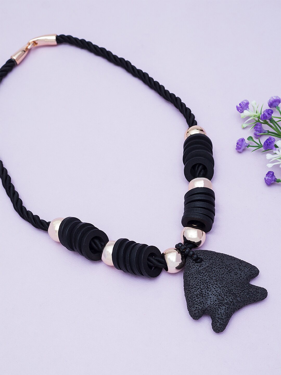 

Golden Peacock Black & White Necklace
