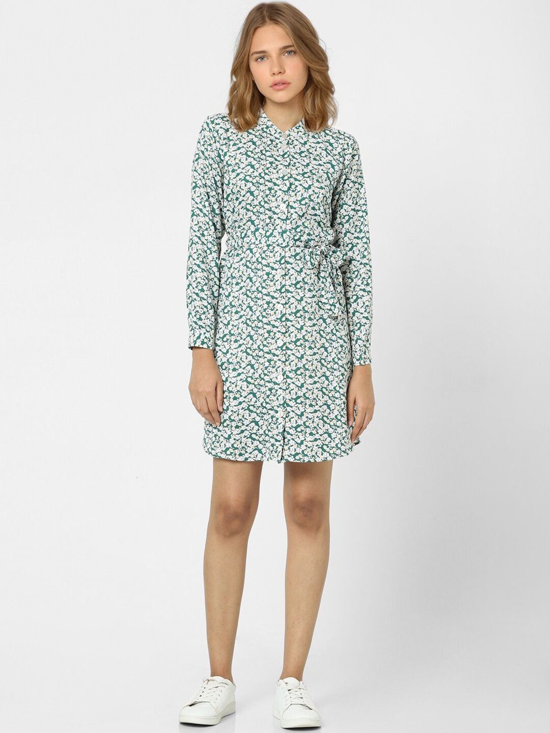 

ONLY Women Green Floral Printed Shirt Dress
