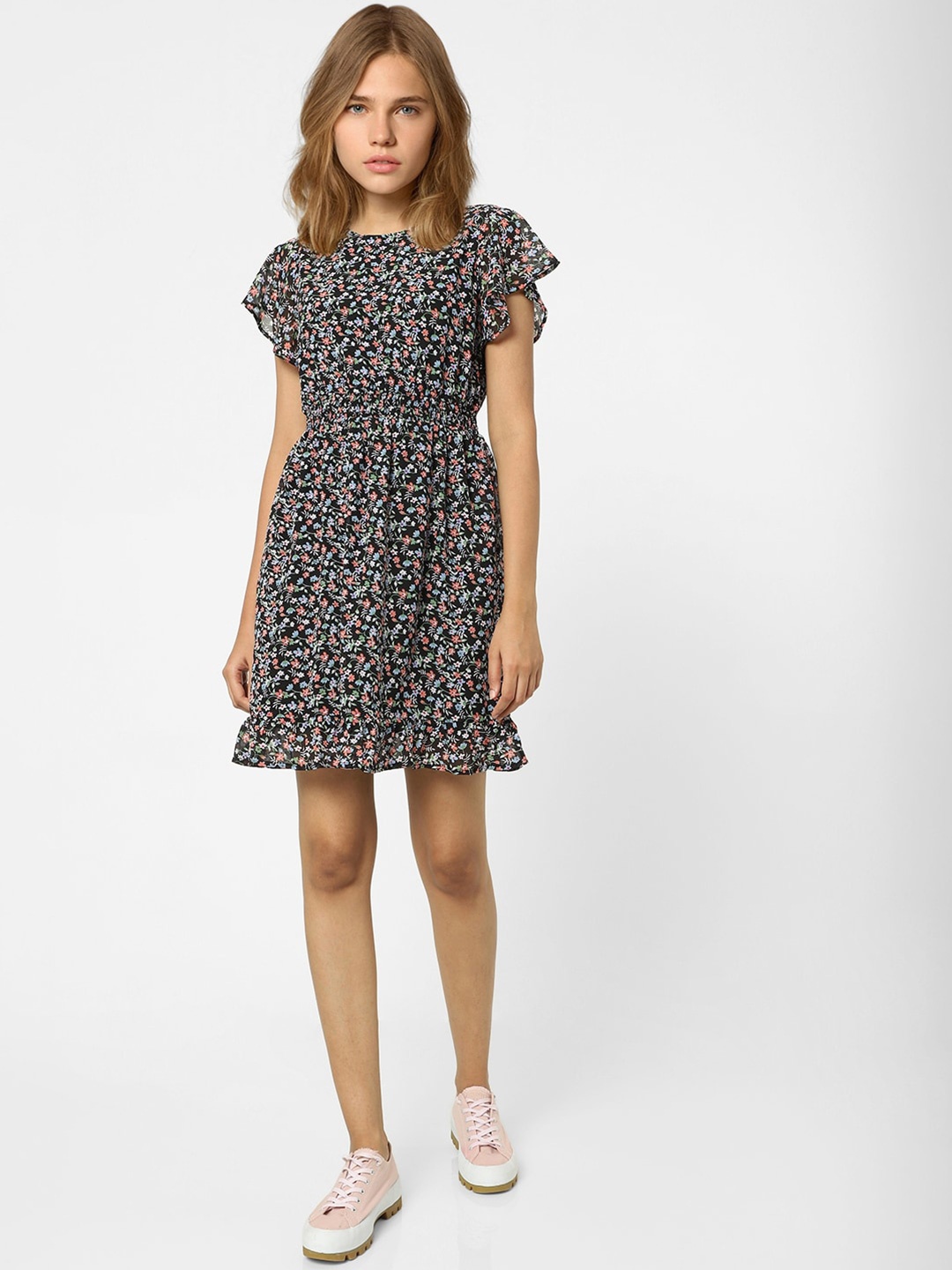 

ONLY Women Black Floral Printed Dress