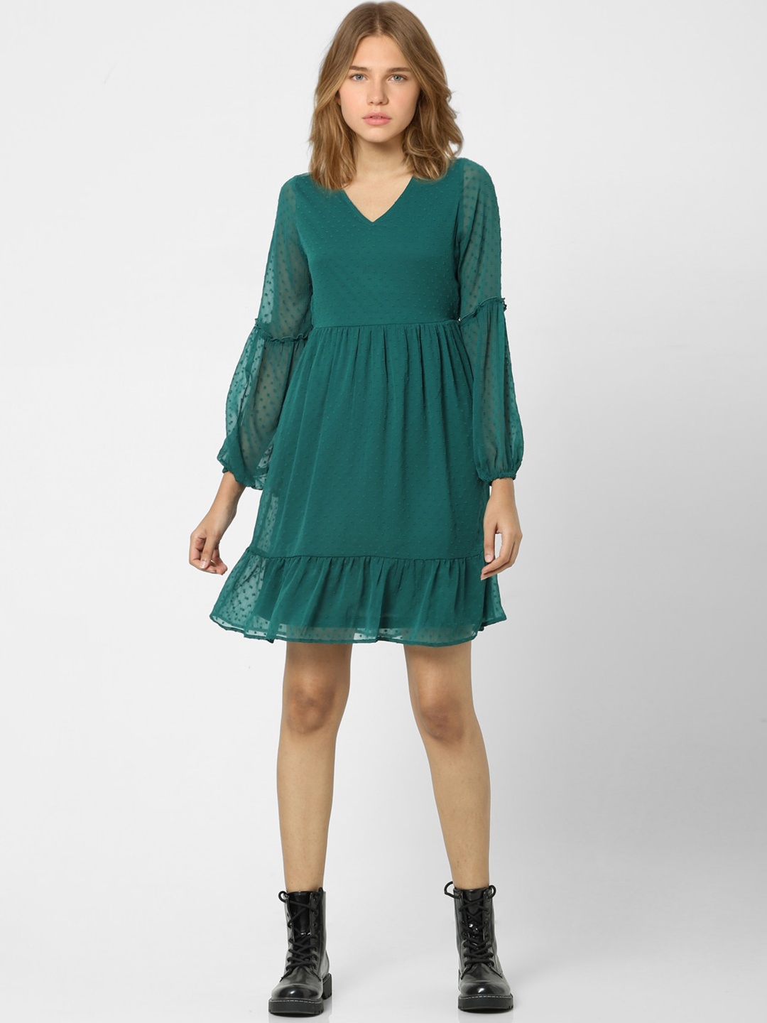 

ONLY Women Green Solid Dress