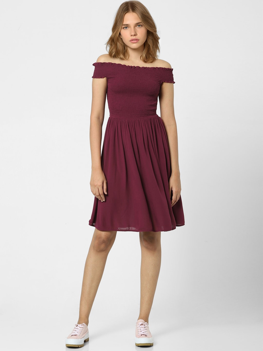 

ONLY Purple Off-Shoulder Dress